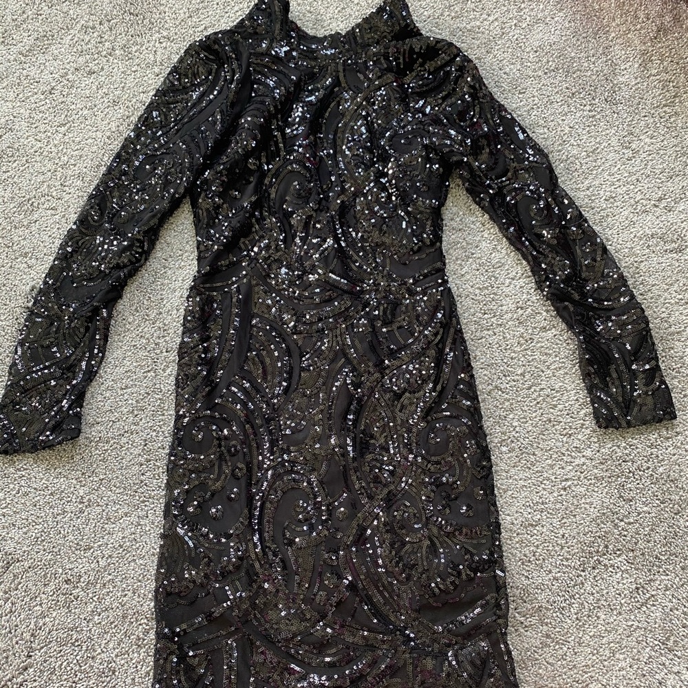 Fashion nova sequined black dress, M